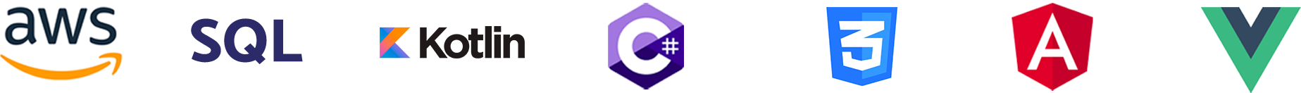 AWS, SQL, Kotlin, C#, CSS, Angular, Vue